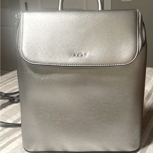 Silver DNKY Backpack Purse